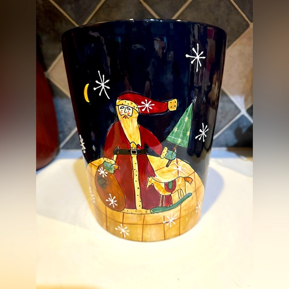 NEW VTG RARE CIC CERAMIC SANTA CLAUS APOTHECARY TRASH WAIST BASKET PUNCH BOWL - Picture 7 of 9